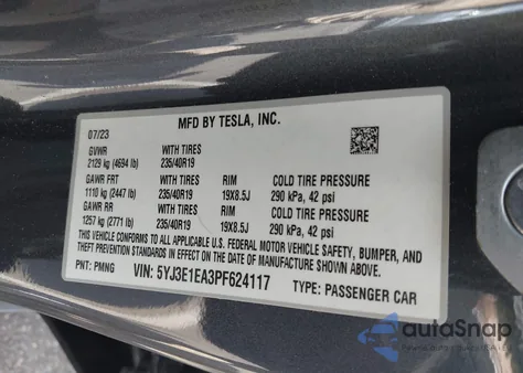 2023 Tesla Model 3 Rear-Wheel Drive from USA, damaged, VIN 5YJ3E1EA3PF624117